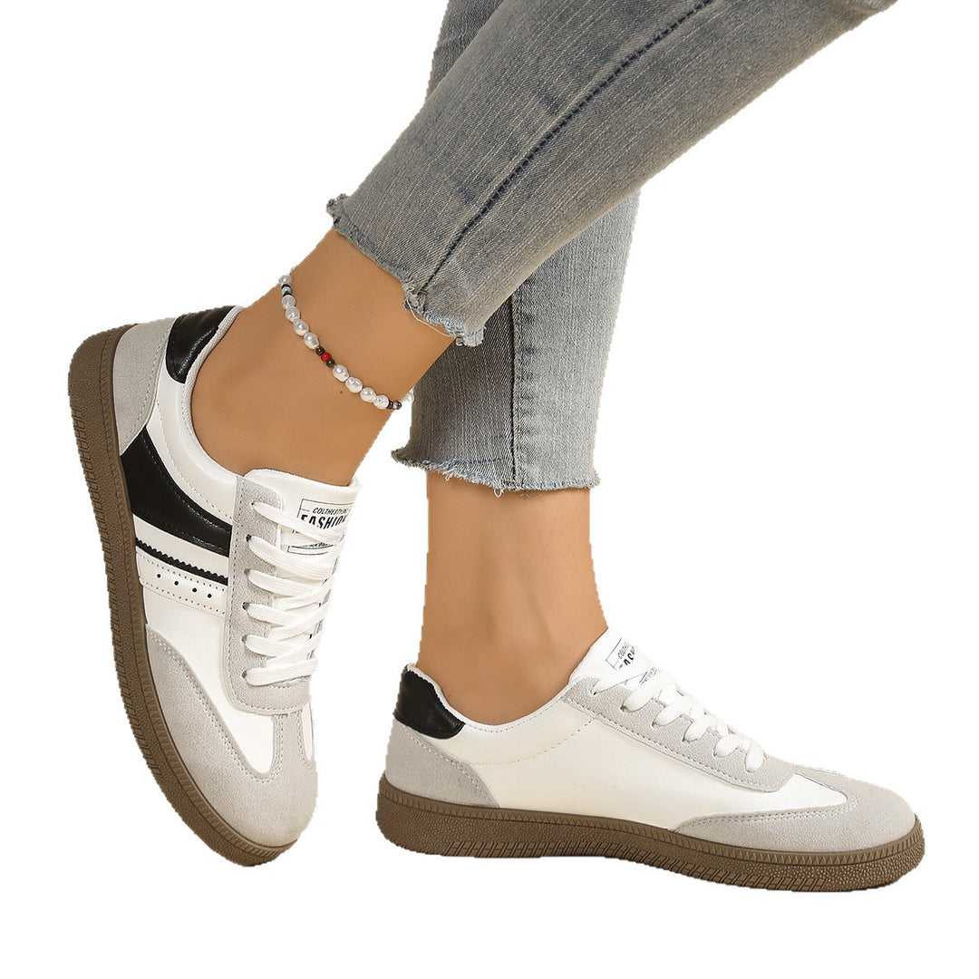 Damen Sportliche Sneakers mit hochwertiger Leder-Verarbeitung und rutschfester Gummisohle EB