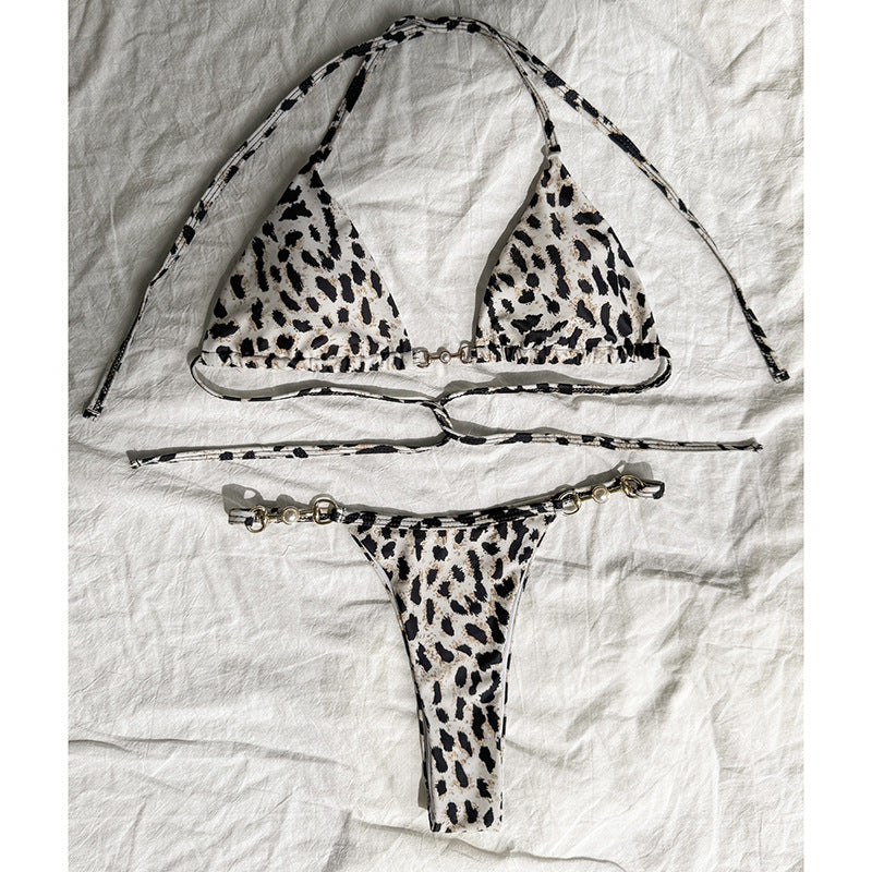 Damen Triangel-Bikini mit modischen Kettendetails EB