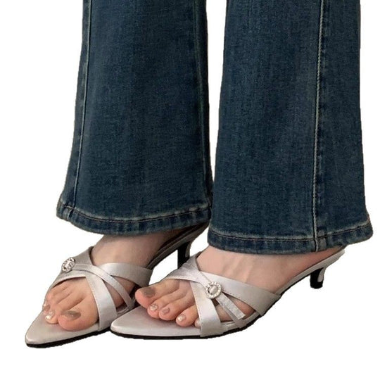 Damen elegante Slingback Pumps mit funkelndem Akzent EB