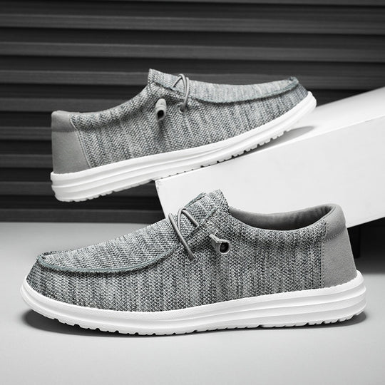 Herren atmungsaktive Mokassin‑Slipper aus Strick mit Memory‑Fußbett und rutschfester EVA‑Laufsohle EB