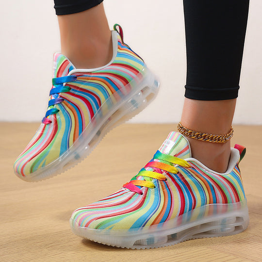 Damen nan leichter Muster-Sneaker mit elastischem Canvas-Obermaterial, gepolsterter Fersenstütze und segmentierter Flexlaufsohle EB