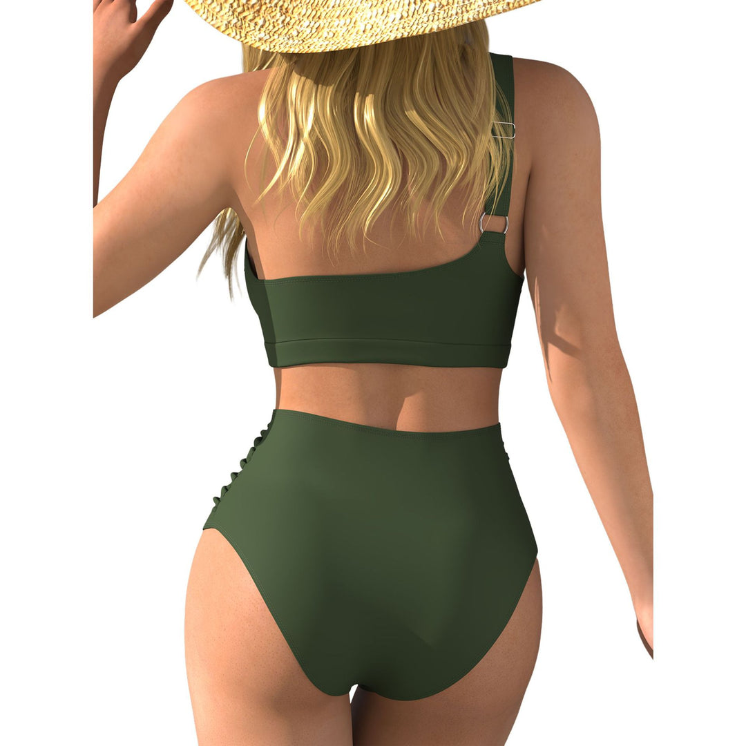 Damen Hochgeschnittener Bikini mit asymmetrischem Oberteil EB