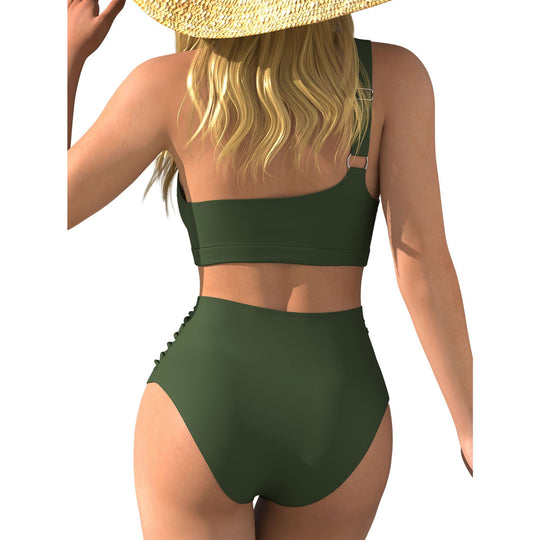 Damen Hochgeschnittener Bikini mit asymmetrischem Oberteil EB