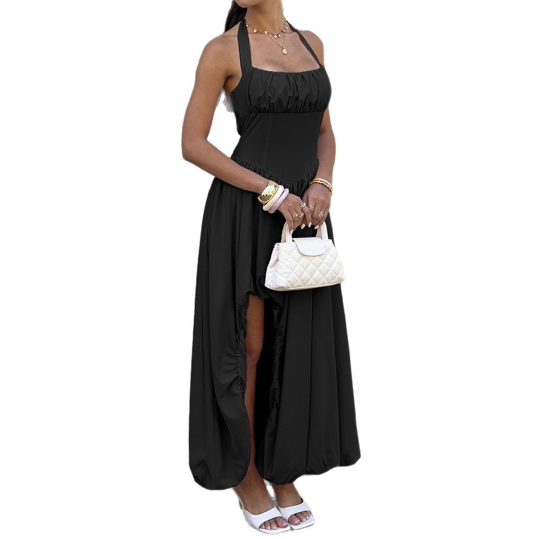 Damen Maxikleid mit Rüschen und tiefem Schlitz EB