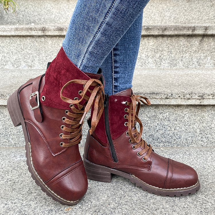 Damen Schnürstiefel mit modischen Akzenten und stabiler Profilsohle EB