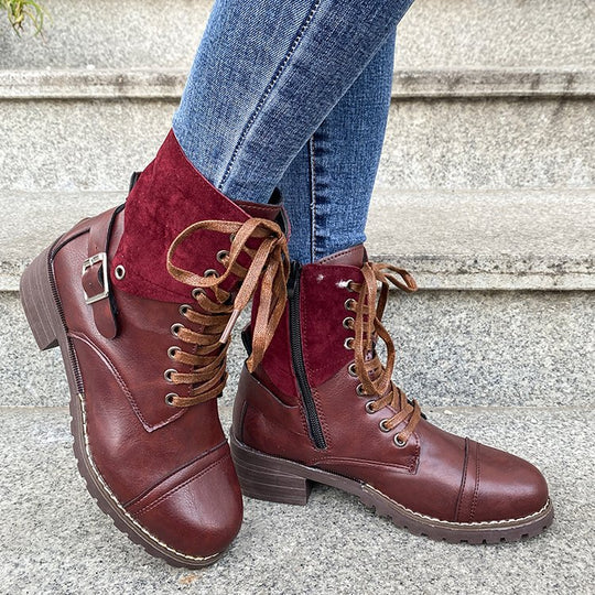 Damen Schnürstiefel mit modischen Akzenten und stabiler Profilsohle EB