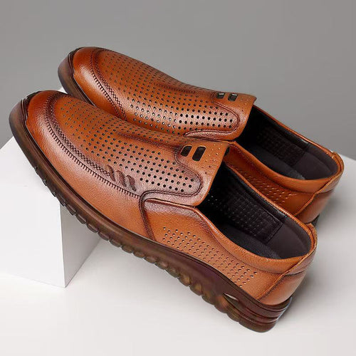 Herren Komfortable Mokassin Schuhe aus atmungsaktivem Leder mit flexibler Sohle EB