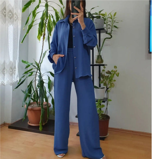Damen lässiges und elegantes Blazer-Hosen-Ensemble EB