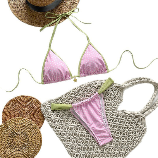 Damen Triangel-Bikini mit stilvollen Punktemuster EB