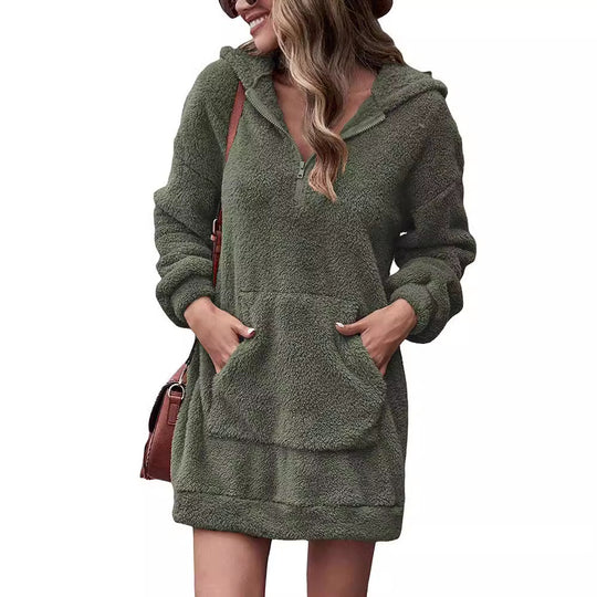 Damen Kapuzenkleid aus Kuschelfleece EB