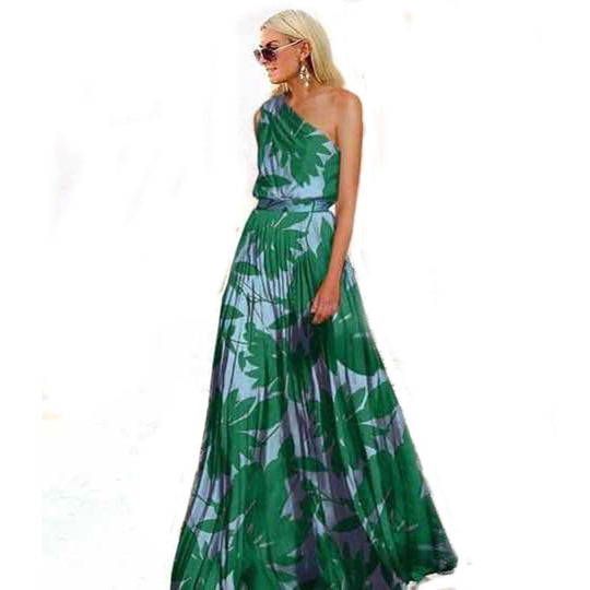 Damen Maxikleid mit asymmetrischem Oberteil und floralem Print EB