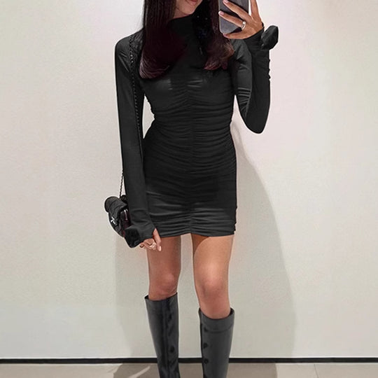 Damen figurbetontes Langarmkleid EB