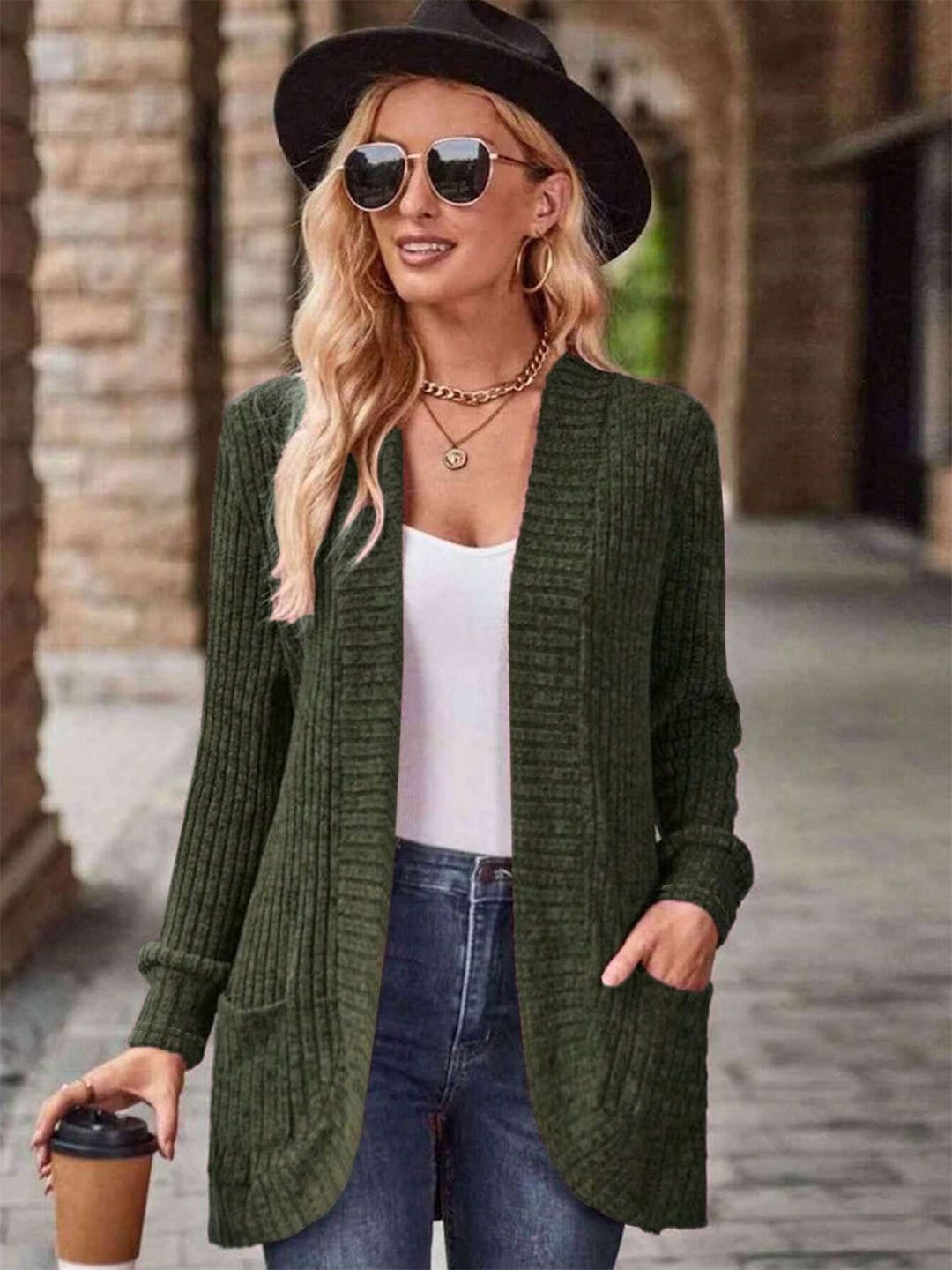 Damen Strickjacke mit lässigem Schnitt und praktischen Taschen EB