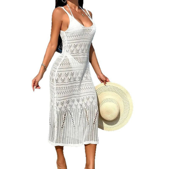 Damen lässiges Häkel-Strandkleid EB