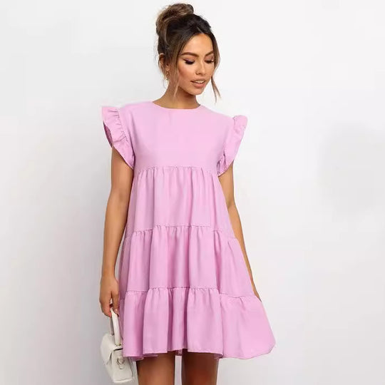 Damen Lässiges Kleid mit Rüschendetails und taillierter Silhouette EB