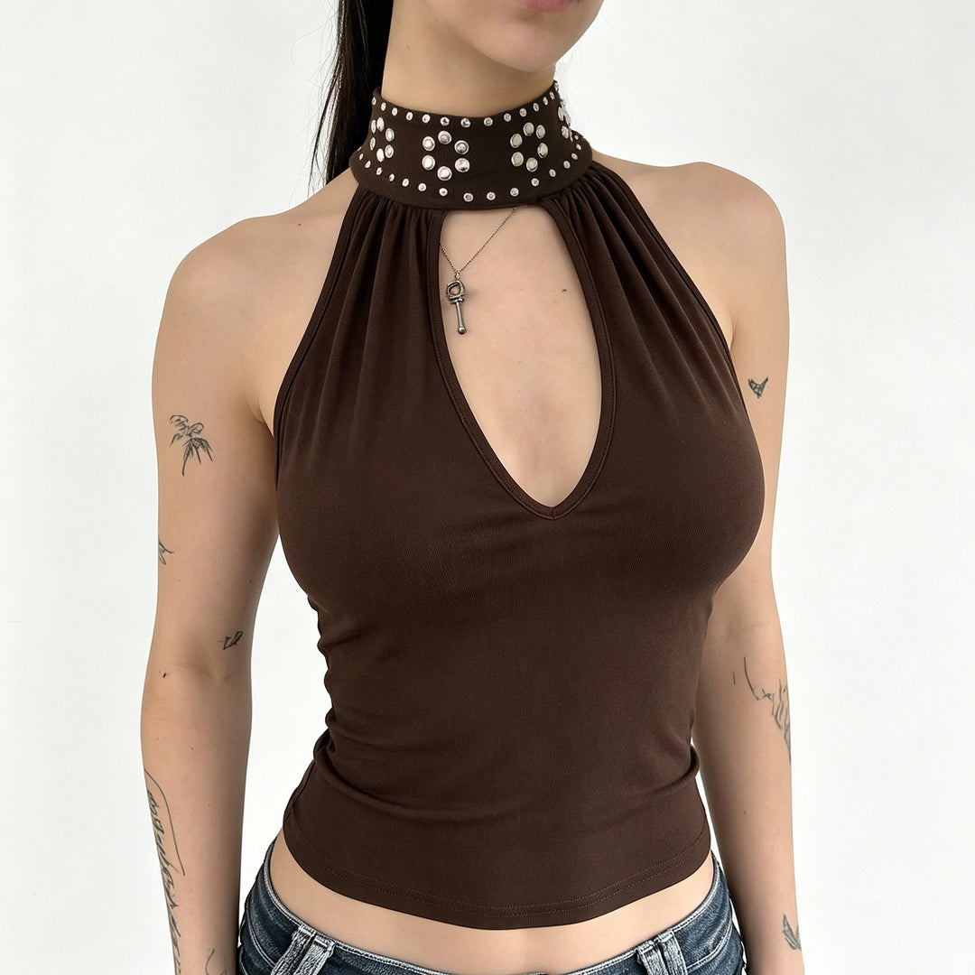 Damen Elegantes Haltertop mit funkelnden Akzenten EB
