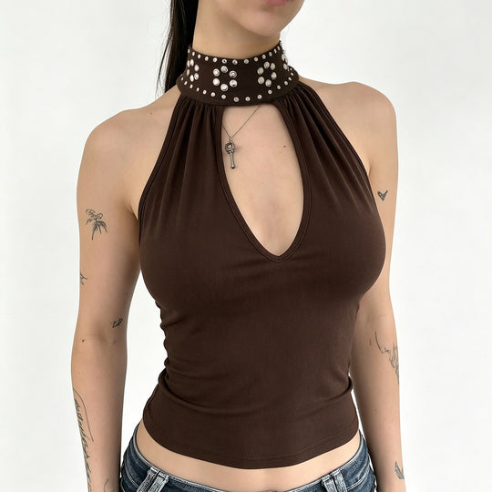 Damen Elegantes Haltertop mit funkelnden Akzenten EB