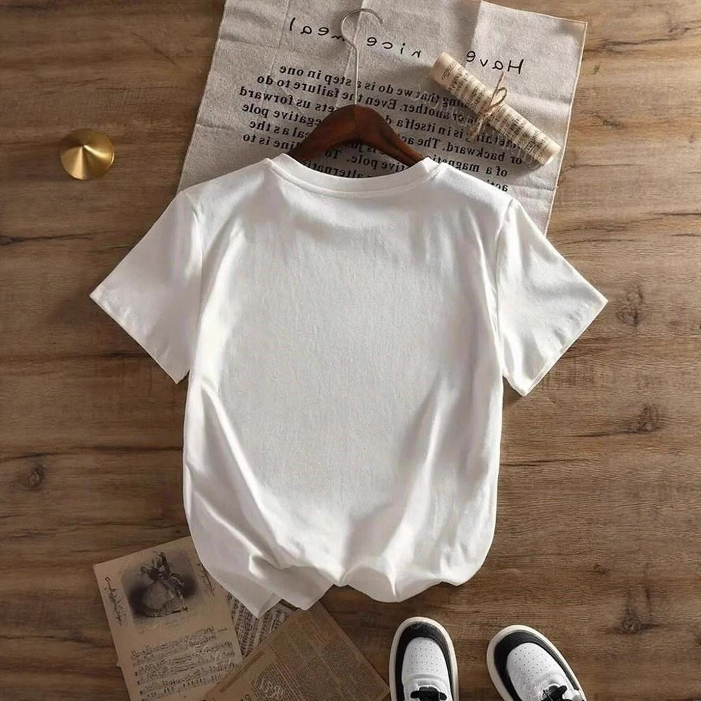 Damen lässiges T-Shirt mit auffälligem Vintage-Print EB
