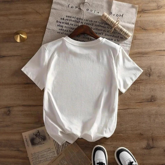 Damen lässiges T-Shirt mit auffälligem Vintage-Print EB