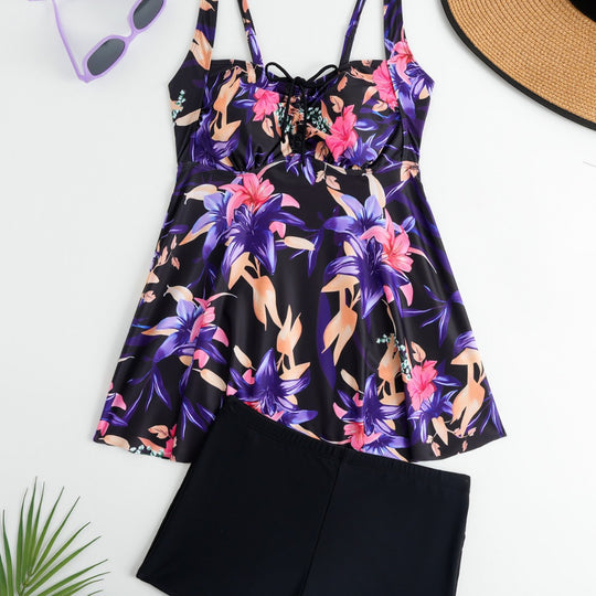 Damen Tankini mit floralem Oberteil und bequemen Shorts EB