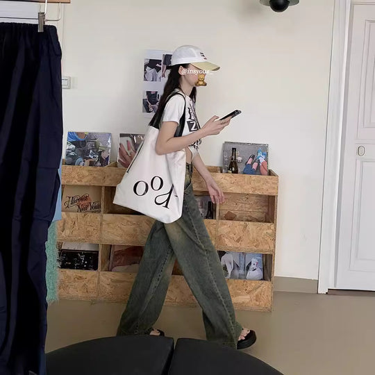 Damen Weite Jeans im lässigen Vintage-Stil mit hohem Bund EB