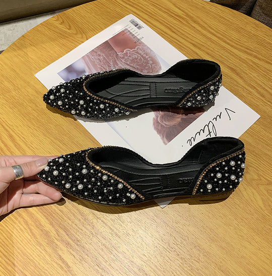 Damen Ballerinas mit funkelnden Perlenapplikationen und verziertem Obermaterial EB