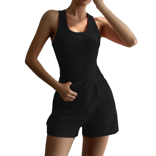 Damen Sportliches Crop-Top mit Shorts Set EB