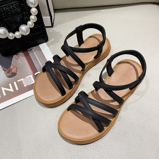 Damen bequeme Sandalen mit elastischen Riemen EB