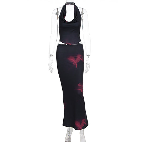 Damen elegantes Maxikleid mit schulterfreiem Design und fließendem Saum EB