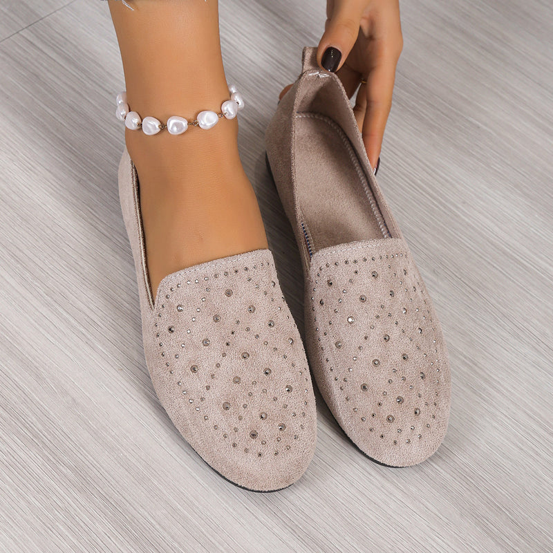 Flache Schuhe, verziert mit Strasssteinen EB