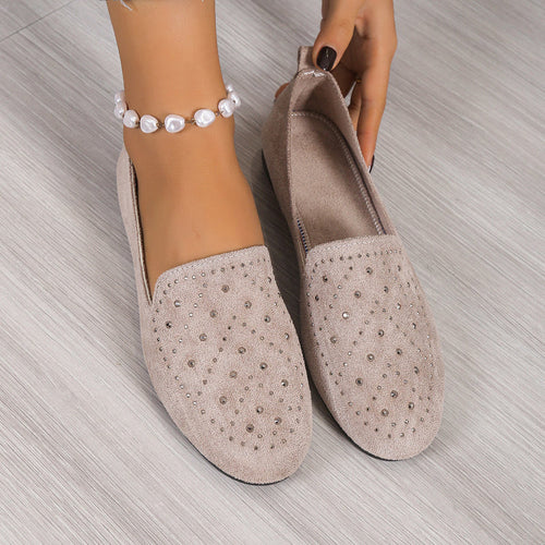 Flache Schuhe, verziert mit Strasssteinen EB