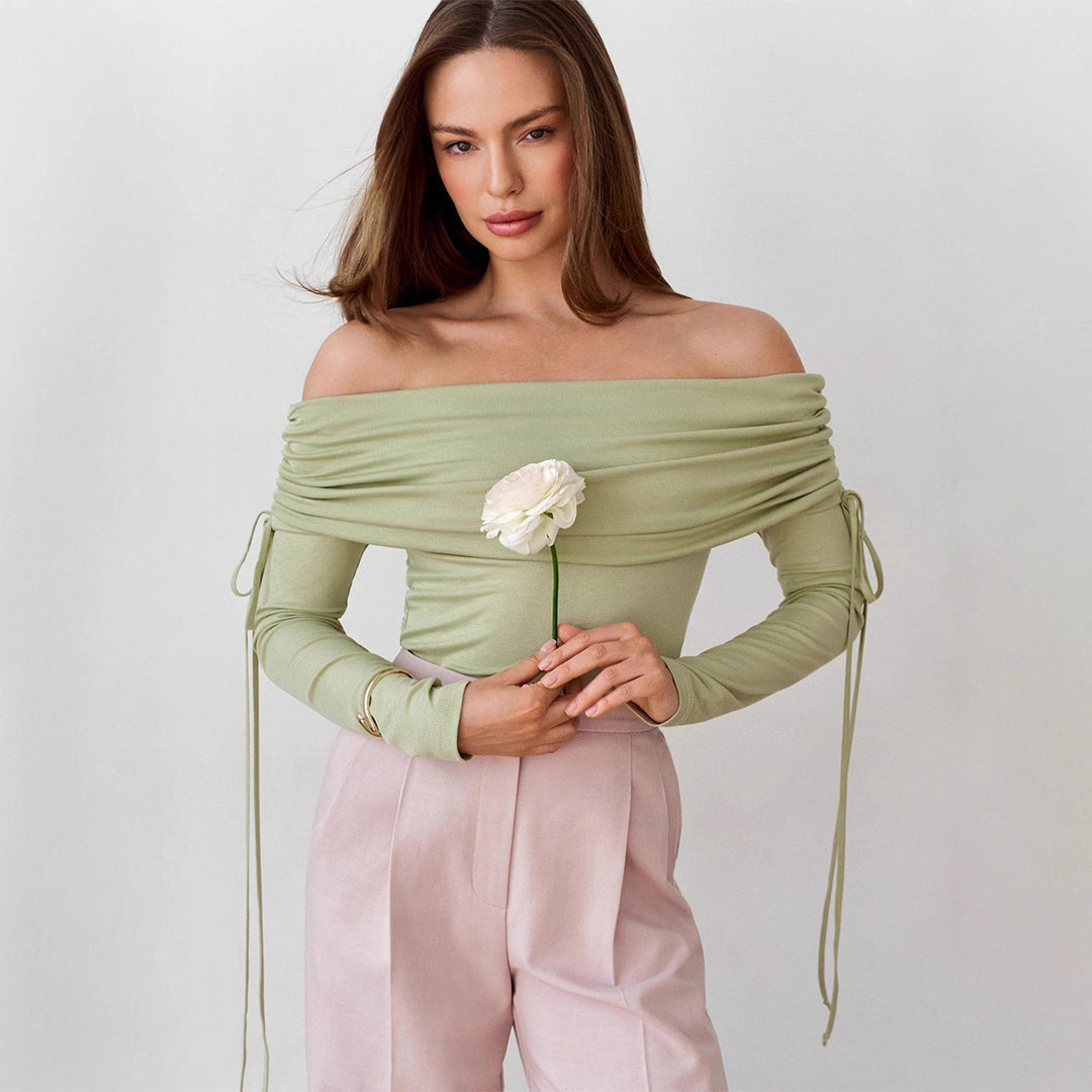 Damen Off-Shoulder Oberteil mit eleganter Raffung EB
