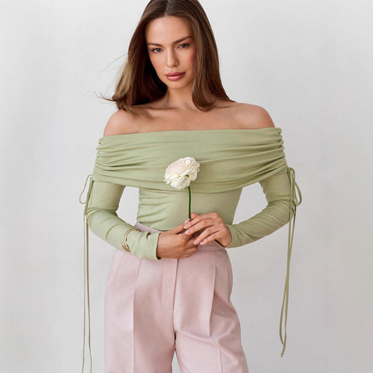 Damen Off-Shoulder Oberteil mit eleganter Raffung EB