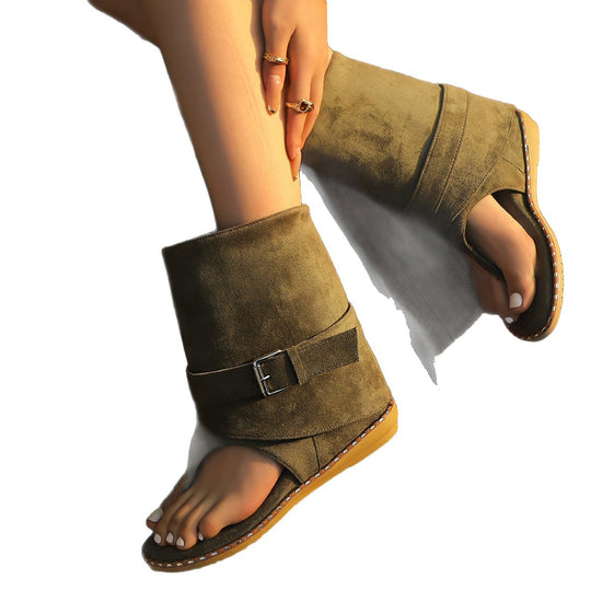 Damen Offene Wedgesandalen mit modischem Obermaterial und verstellbarem Riemen EB