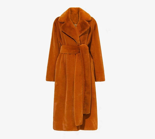 Damen Lange Kuschel-Bademantel mit Gürtel und Taschen EB