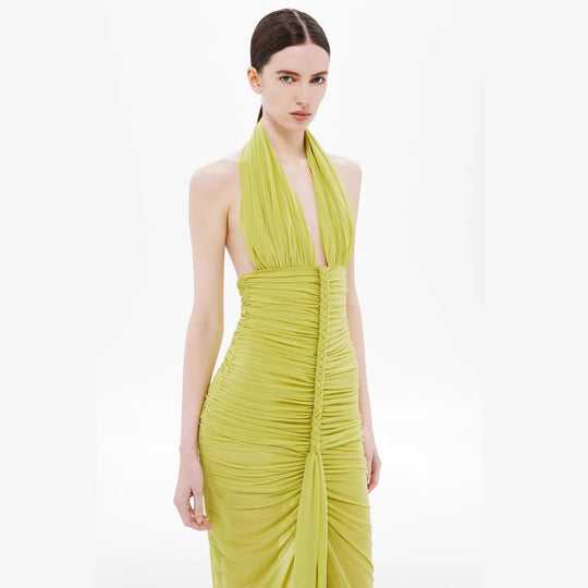 Damen elegantes trägerloses Abendkleid mit raffiniertem Drapé und tiefem Ausschnitt EB