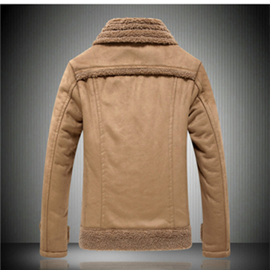 Herren warme Lammfelljacke mit Knopfkragen EB