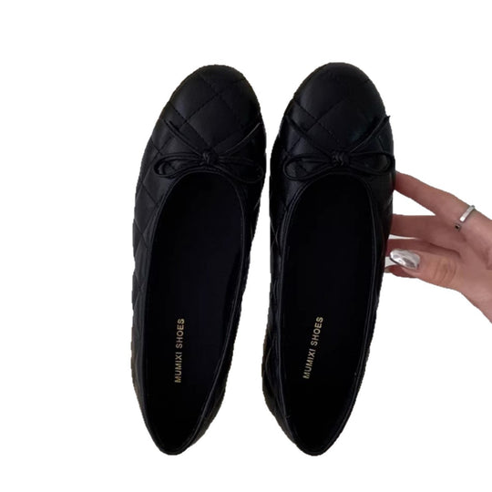Damen Elegante Ballerinas mit quiltierter Oberfläche und dekorativem Schleifen-Detail EB