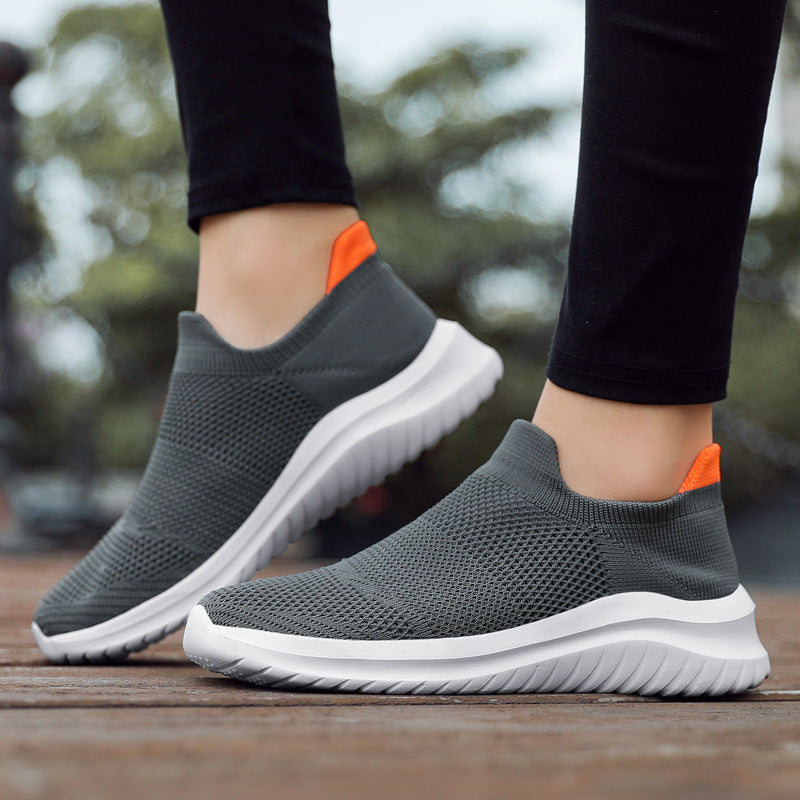 Damen Atmungsaktive Slip-On Laufschuhe mit elastischem Strickoberteil EB