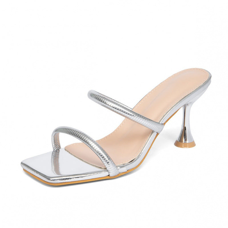 Damen Glamouröse High Heels mit verziertem Absatz und eleganten Riemen EB
