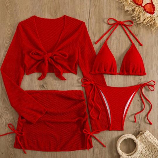 Damen Bikini-Set mit leichtem Netzoberteil und verstellbaren Höschen EB