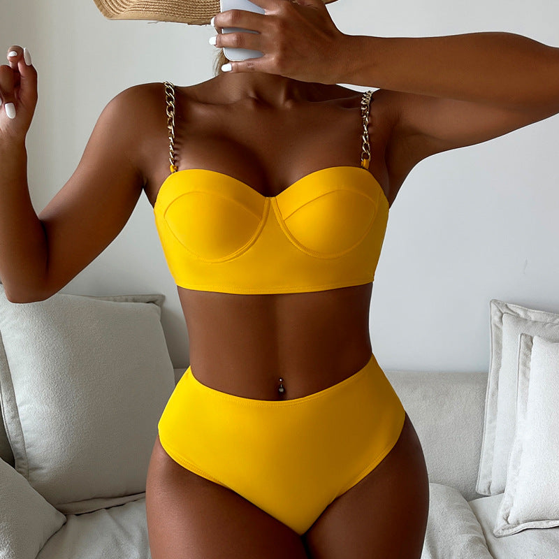 Damen Bustier-Bikini mit modischen Kettenträgern EB