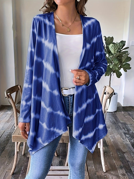 EB | Cardigan Offene Vorderseite Lange Ärmel Batikmuster Lässige Chic-Schicht