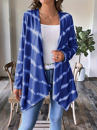 EB | Cardigan Offene Vorderseite Lange Ärmel Batikmuster Lässige Chic-Schicht
