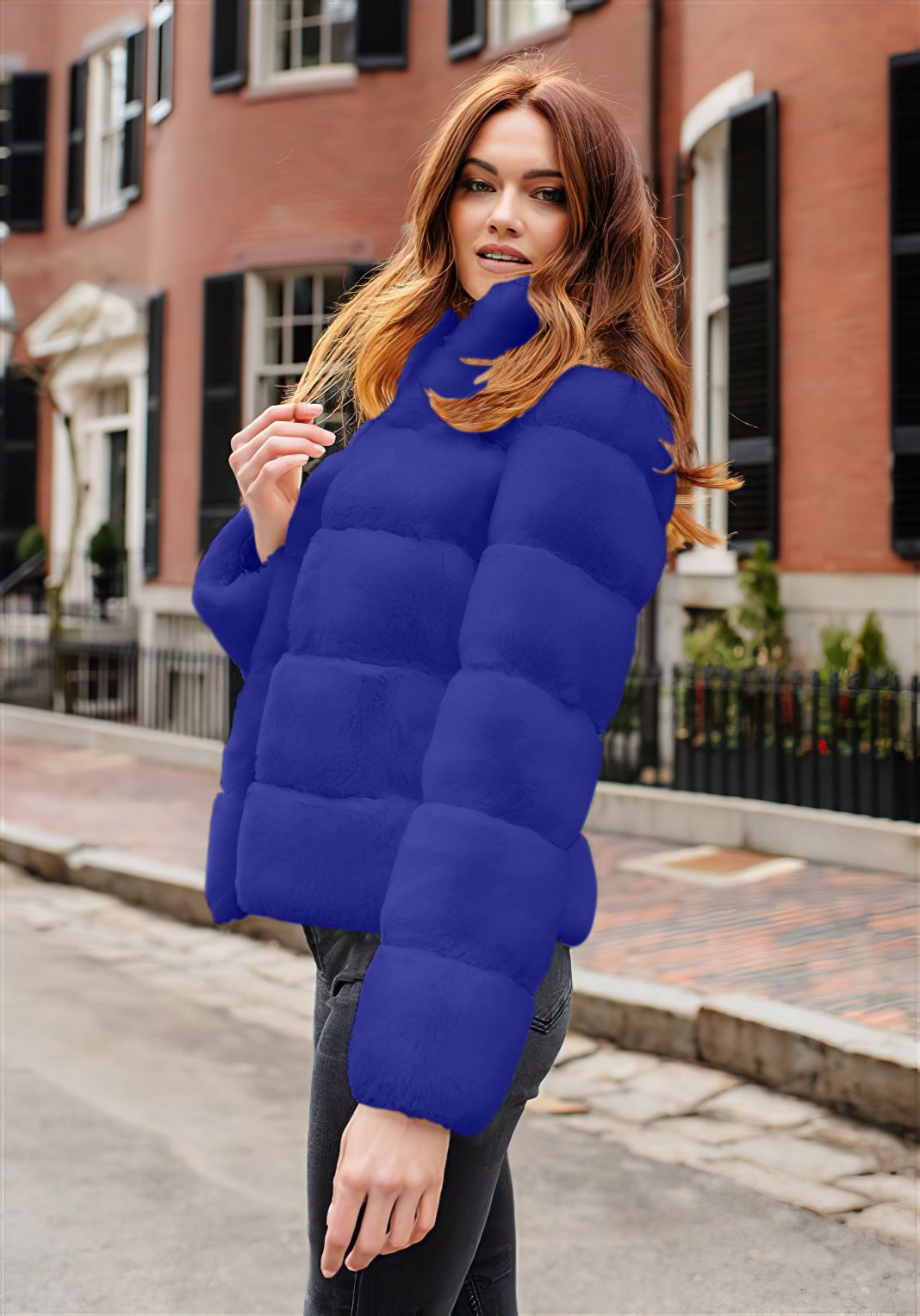Damen Modische Daunenjacke mit hohem Kragen EB