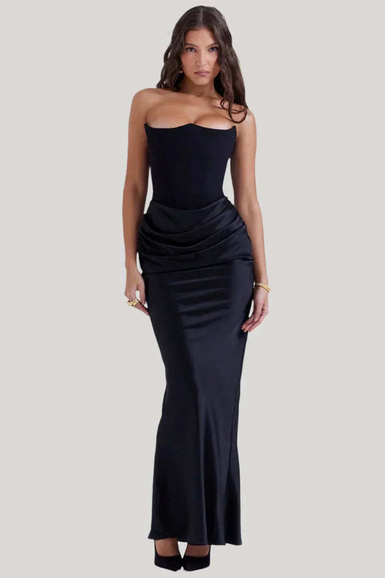 Damen Elegantes Abendkleid mit tiefem Dekolleté und drapierten Details EB