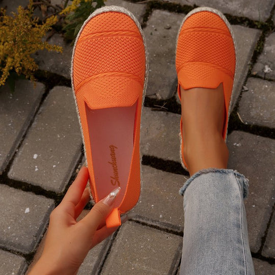 Damen  atmungsaktive Strick-Espadrilles mit geflochtener Jute-Sohle und flexiblem Memory-Fußbett EB