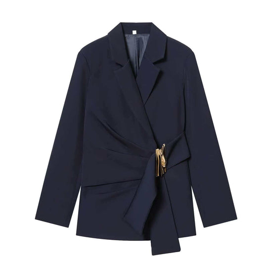 Damen nan elegante High‑Waist Weitbein-Anzughose mit flachem Bund und verdeckter Naht EB