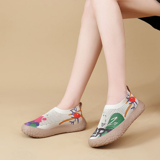 Damen Komfortable Slip-On Freizeitschuhe mit floralem Muster EB