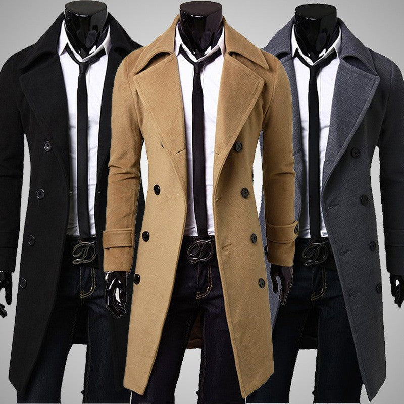 Herren nan eleganter doppelreihiger Mantel mit schmaler Taillierung und breitem Revers EB